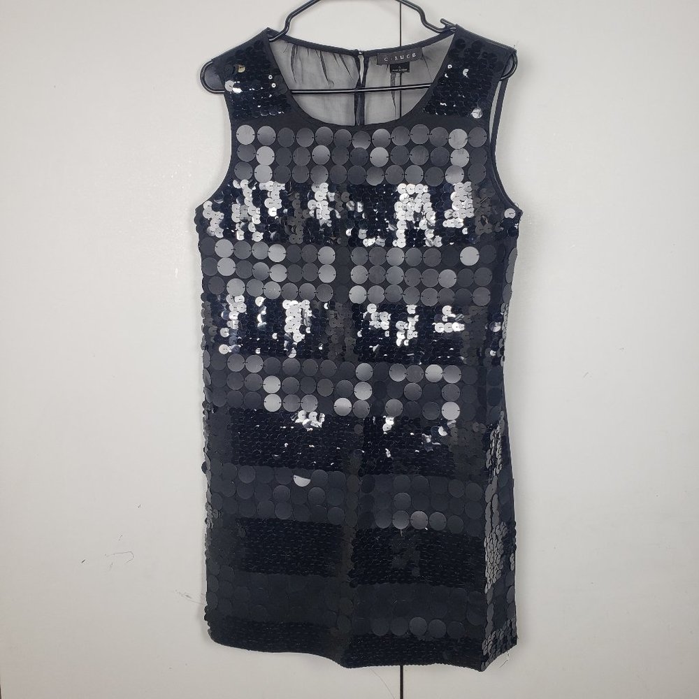 Black C Luce Multi Sequin Shift Dress